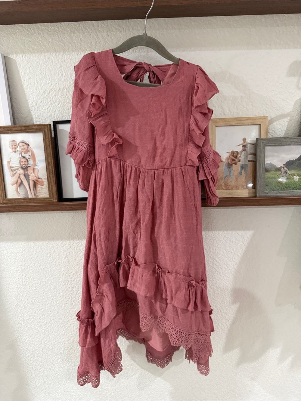 Girls' Rose Ruffle Tie-Back Dress
